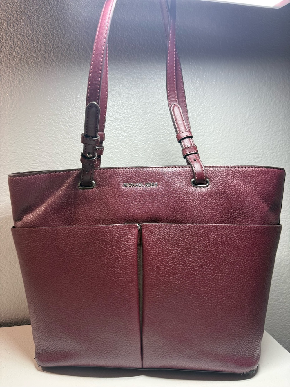 Michael Kors Wine Leather Dual-Pocket Tote